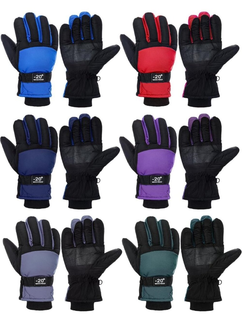 Cozy 6 Pairs Kids Winter Snow Gloves - Waterproof, Warm, & Lightweight